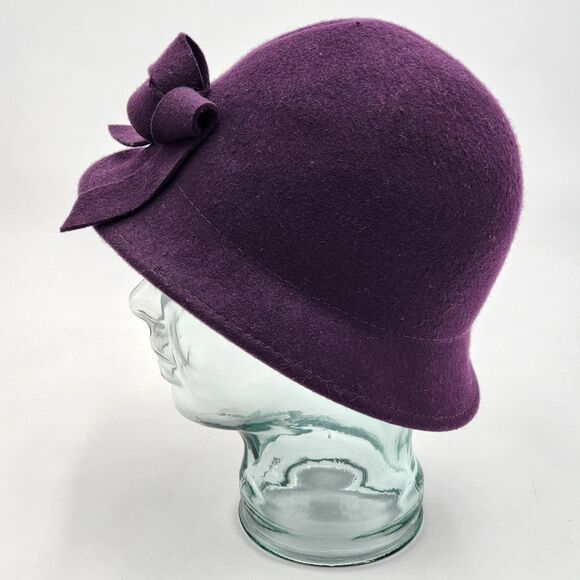 Croft & Barrow Wool Purple Bow Flower Cloche Hat - Picture 4 of 7